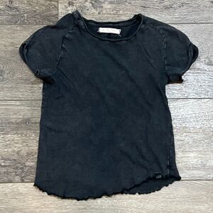 We The Free Distressed Dark Gray Short Sleeve Free People Tee Shirt - Medium